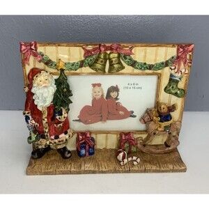 Happy Holidays Santa Claus Picture Frame (4x6) Photo Christmas Gifts Bear Bells